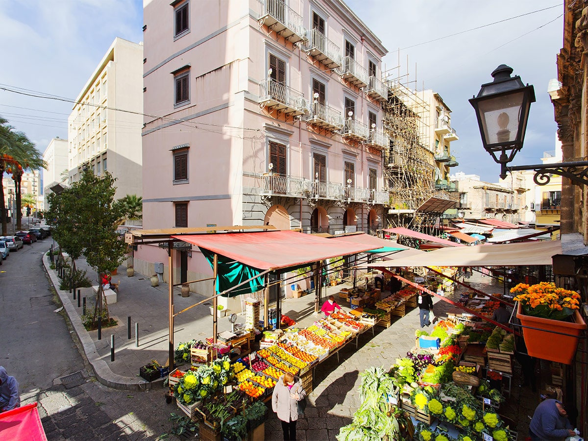 Aerial view of the Capo market in Palermo